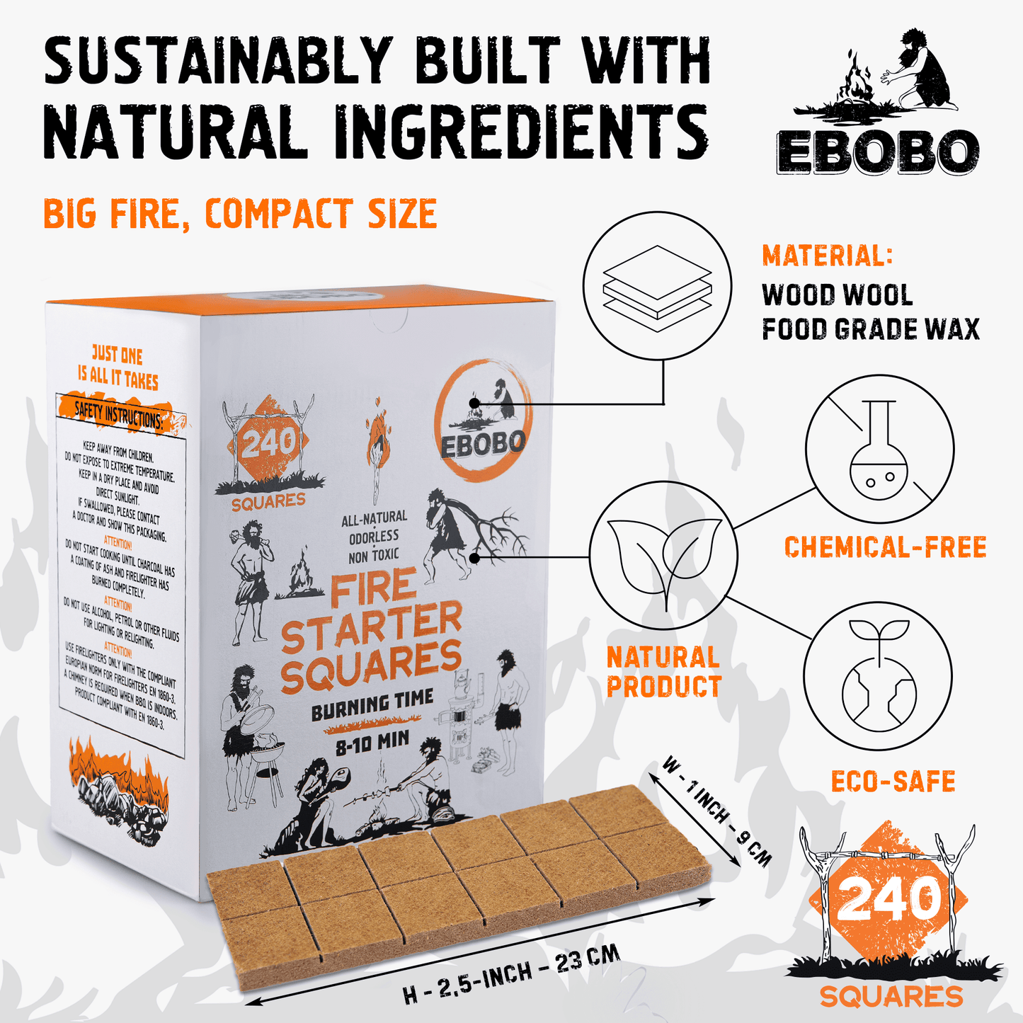 Squares Fire Starter – 240 pcs